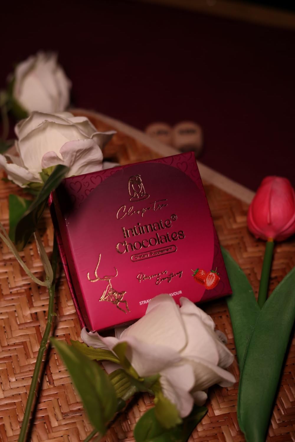 Cleopatra Dark Chocolate for Couples | Boost Mood, Vitality & Desire | Romantic Gift for Men & Women | Perfect for Honeymoon, Girlfriend, Boyfriend, Anniversary & Special Moments (Mini, Strawberry)