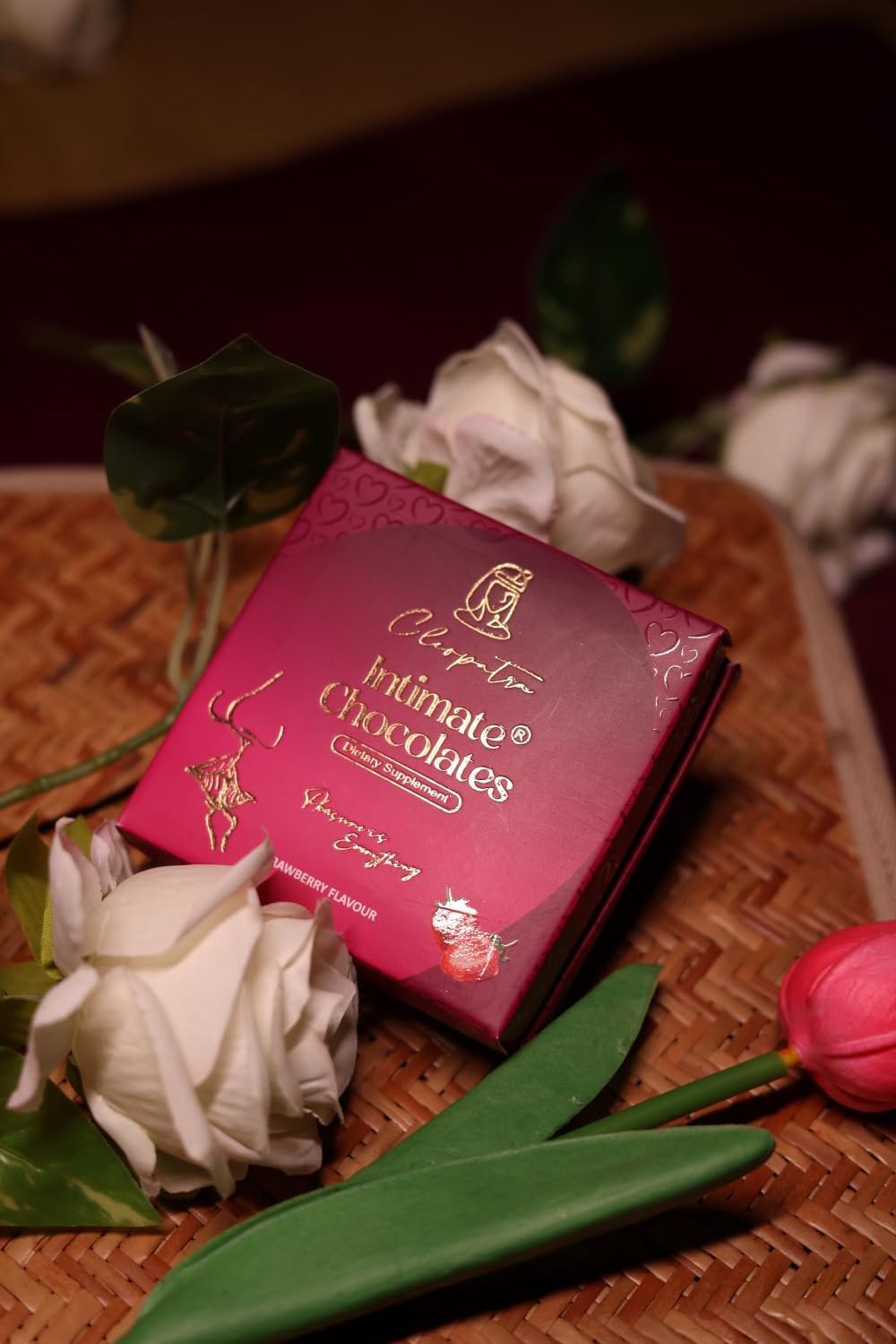Cleopatra Dark Chocolate for Couples | Boost Mood, Vitality & Desire | Romantic Gift for Men & Women | Perfect for Honeymoon, Girlfriend, Boyfriend, Anniversary & Special Moments (Mini, Strawberry)