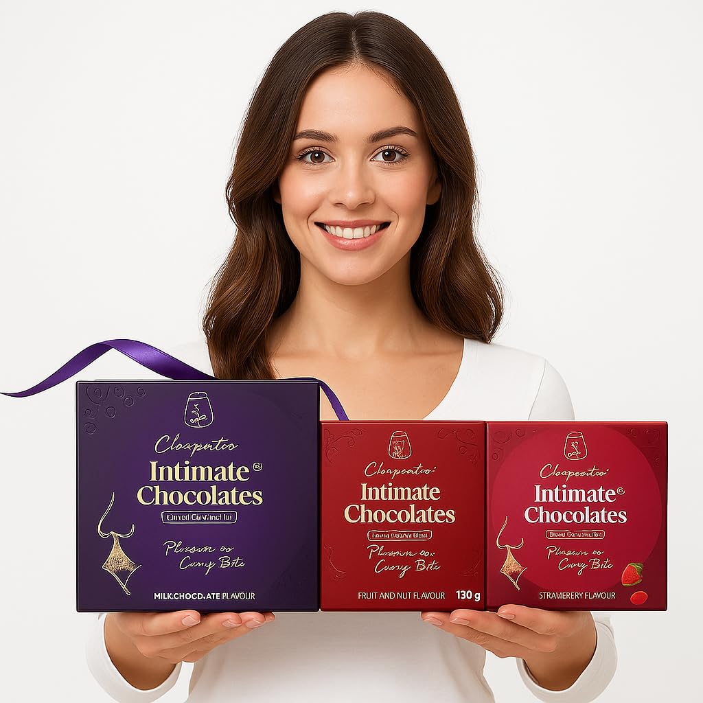 Cleopatra Dark Chocolates for Couples | Boost Mood, Vitality & Desire | Honeymoon, Gift for Girlfriend, Boyfriend, Men & Women | Milk, Fruit & Nut, Strawberry Combo Pack