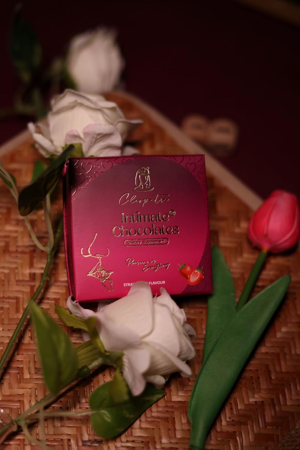 Cleopatra Dark Chocolate for Couples | Boost Mood, Vitality & Desire | Romantic Gift for Men & Women | Perfect for Honeymoon, Girlfriend, Boyfriend, Anniversary & Special Moments (Mini, Strawberry)