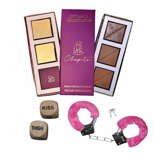 Cleopatra Chocolate For Uplifting Mood, Vitality, More Desire & Enjoyment Best Gift Set Ideal For Men & Women, 60g With 1 Handcuffs (Hathkadi) & 2 Dice|B0DC6QK43K