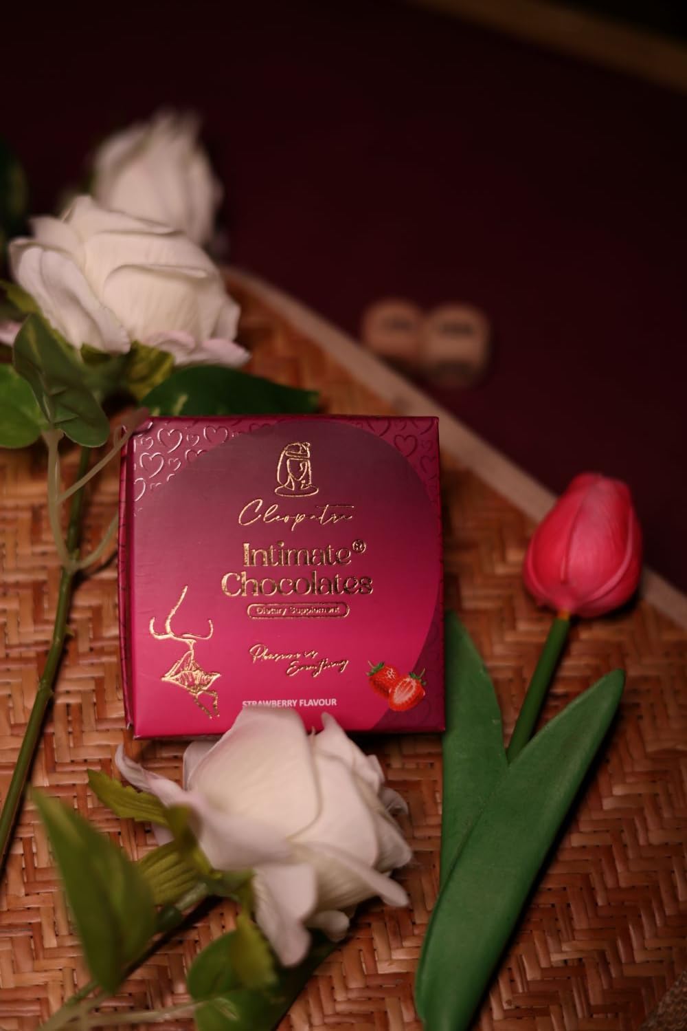 Cleopatra Dark Chocolate for Couples | Boost Mood, Vitality & Desire | Romantic Gift for Men & Women | Perfect for Honeymoon, Girlfriend, Boyfriend, Anniversary & Special Moments (Mini, Strawberry)