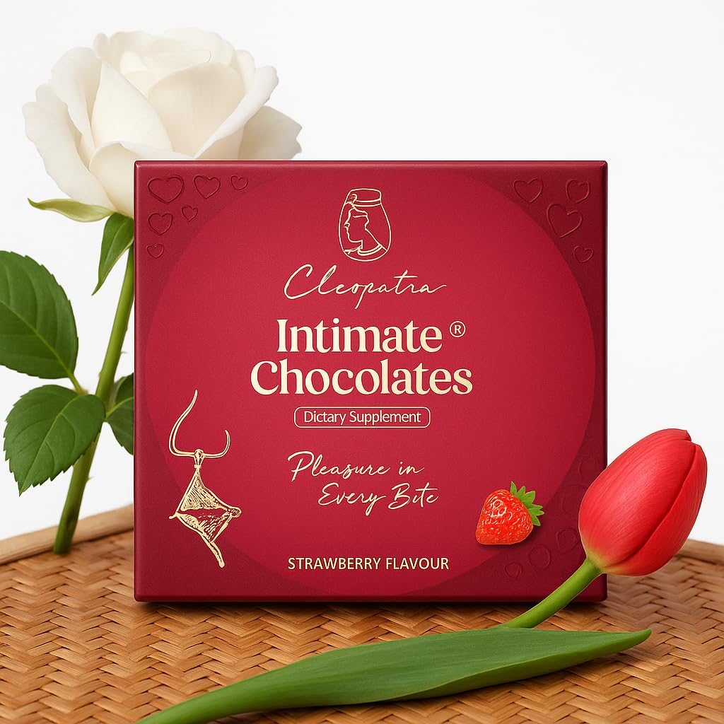 Cleopatra Dark Chocolate for Couples | Boost Mood, Vitality & Desire | Romantic Gift for Men & Women | Perfect for Honeymoon, Girlfriend, Boyfriend, Anniversary & Special Moments (Mini, Strawberry)