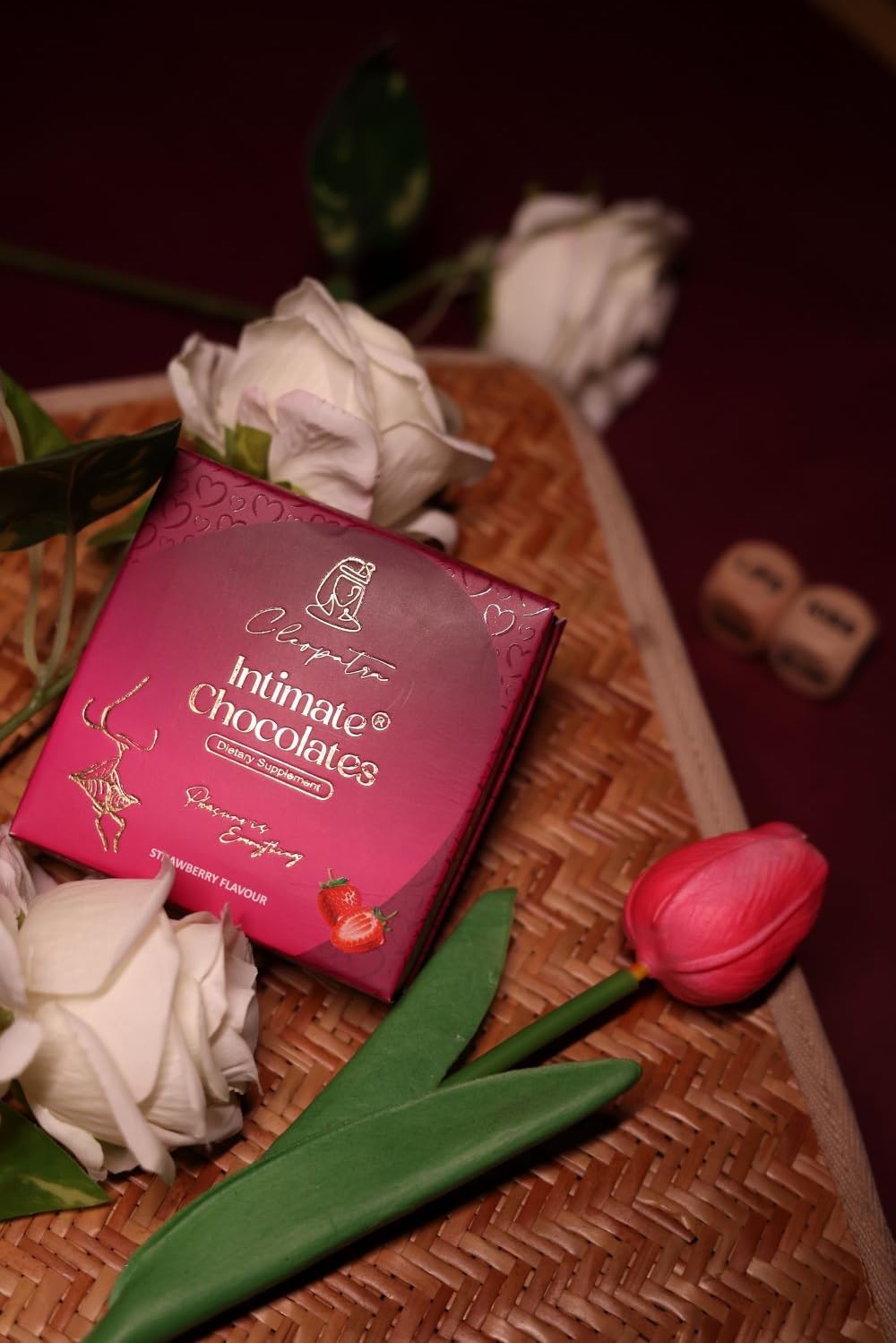 Cleopatra Dark Chocolate for Couples | Boost Mood, Vitality & Desire | Romantic Gift for Men & Women | Perfect for Honeymoon, Girlfriend, Boyfriend, Anniversary & Special Moments (Mini, Strawberry)