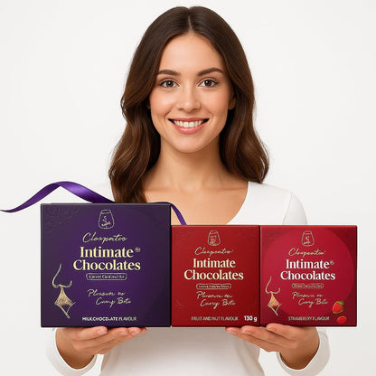 Cleopatra Dark Chocolates for Couples | Boost Mood, Vitality & Desire | Honeymoon, Gift for Girlfriend, Boyfriend, Men & Women | Milk, Fruit & Nut, Strawberry Combo Pack