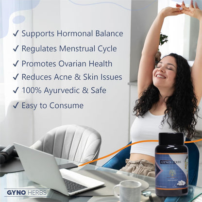 GYNO HERBS Ayurvedic Health Supplement for PCOD, PCOS | Helps in PCOD & Balances Hormones Women's Health Supplements, 60 Capsule